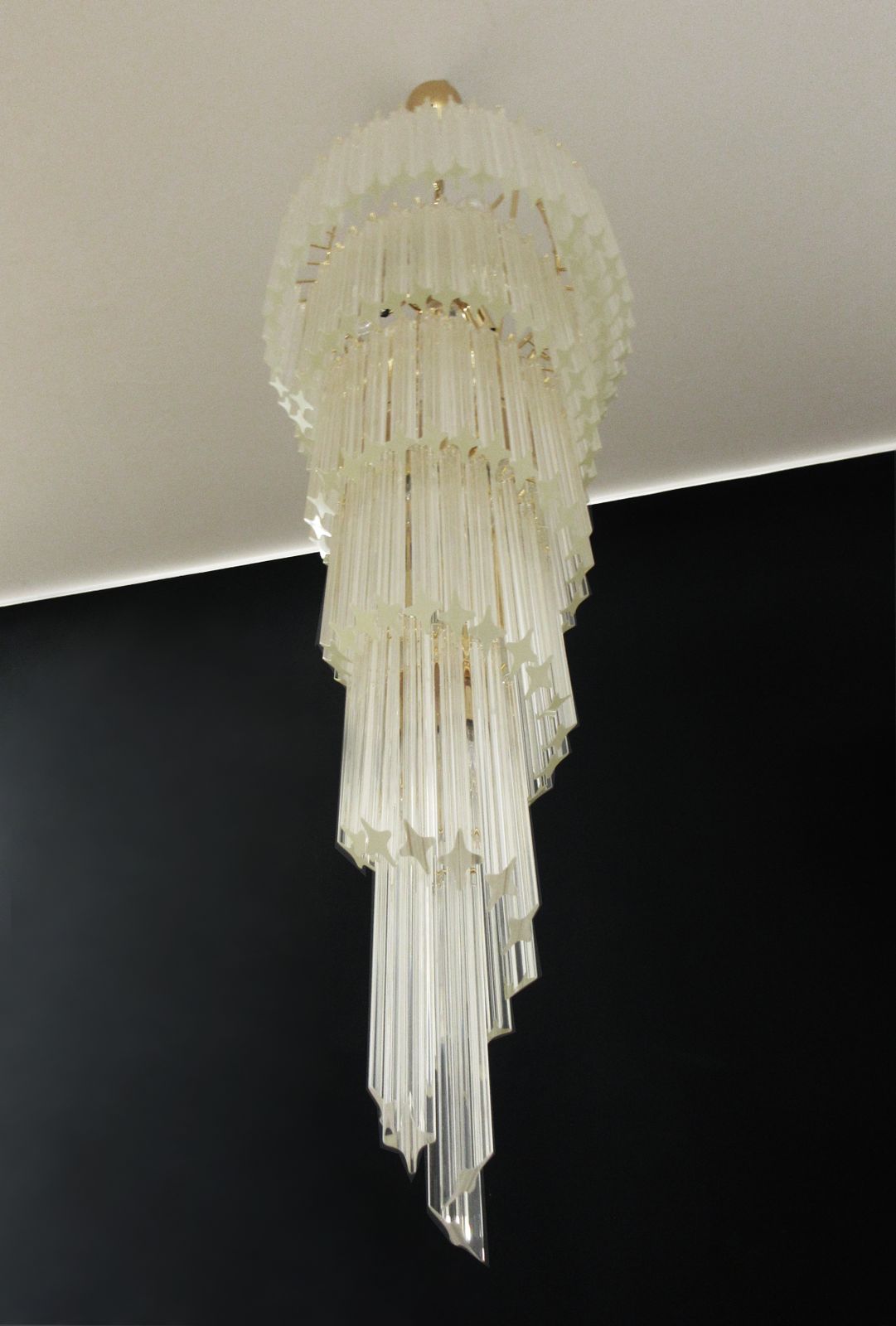 photo vinterior Huge Murano Chandelier 166 Trasparent Quadriedri Prism   Elena Model