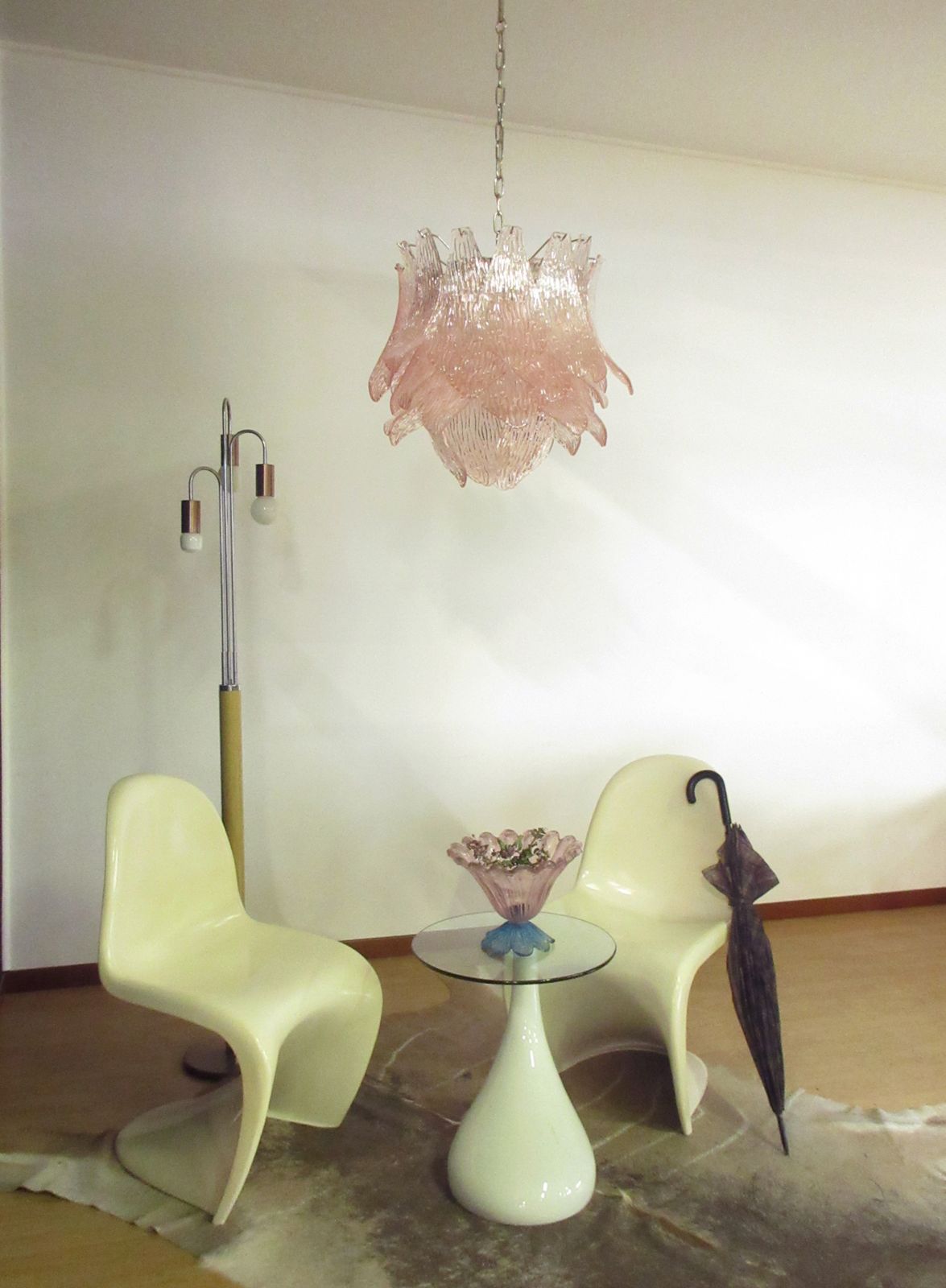 Italian Vintage Murano Glass Chandelier   38 Pink Glasses photo vinterior
