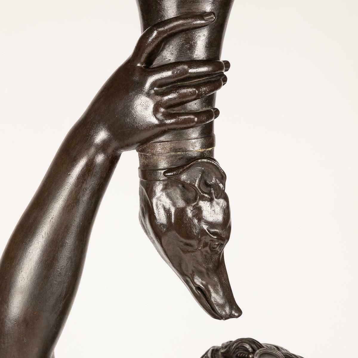 photo buy 19th Century French Life Size Bronzes Holding Dog Head Cornucopias C.1870