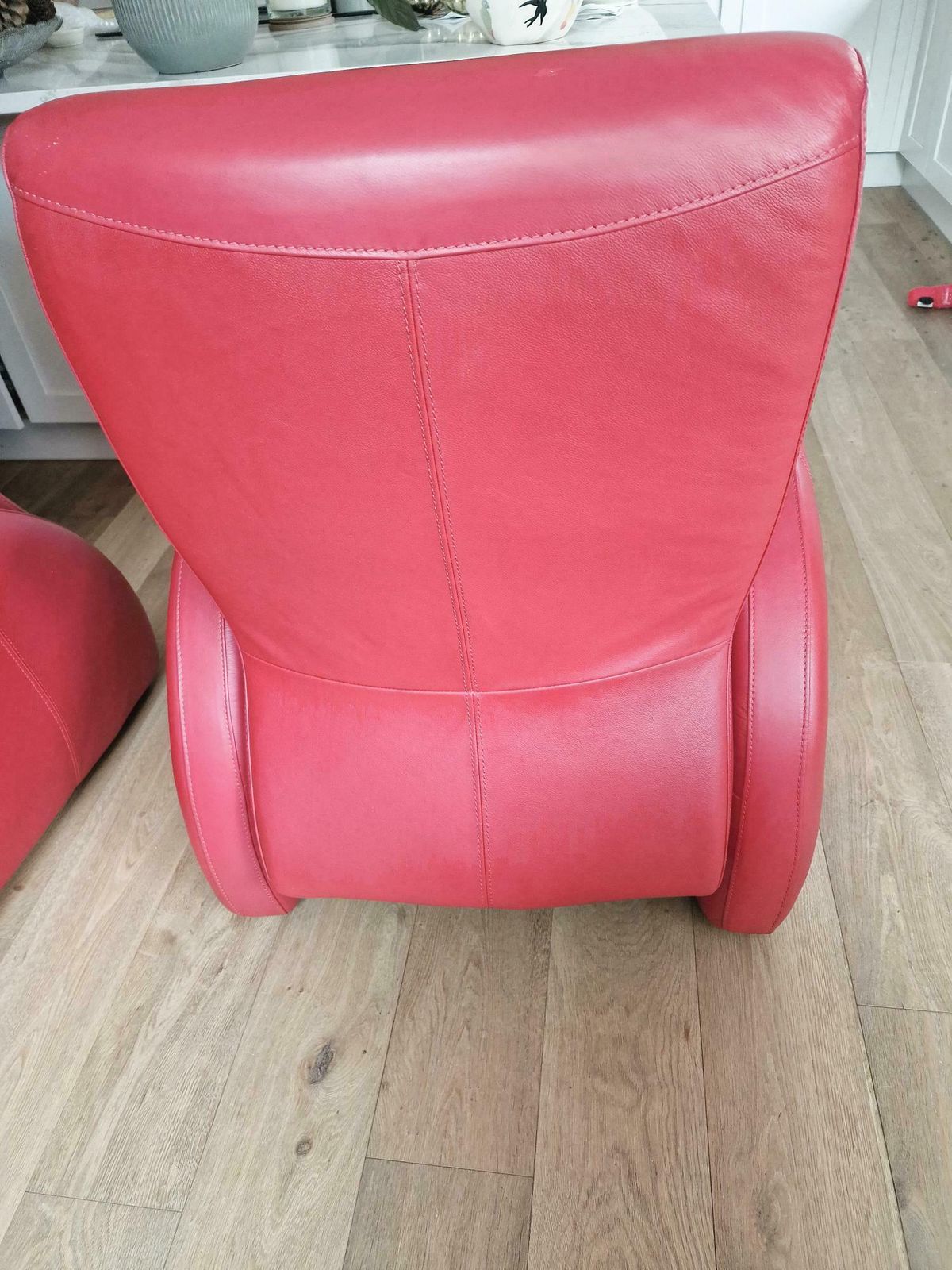 A Pair Of Stunning Retro Style Htl Fjord Red Leather Recliner Armchairs photo Furniture