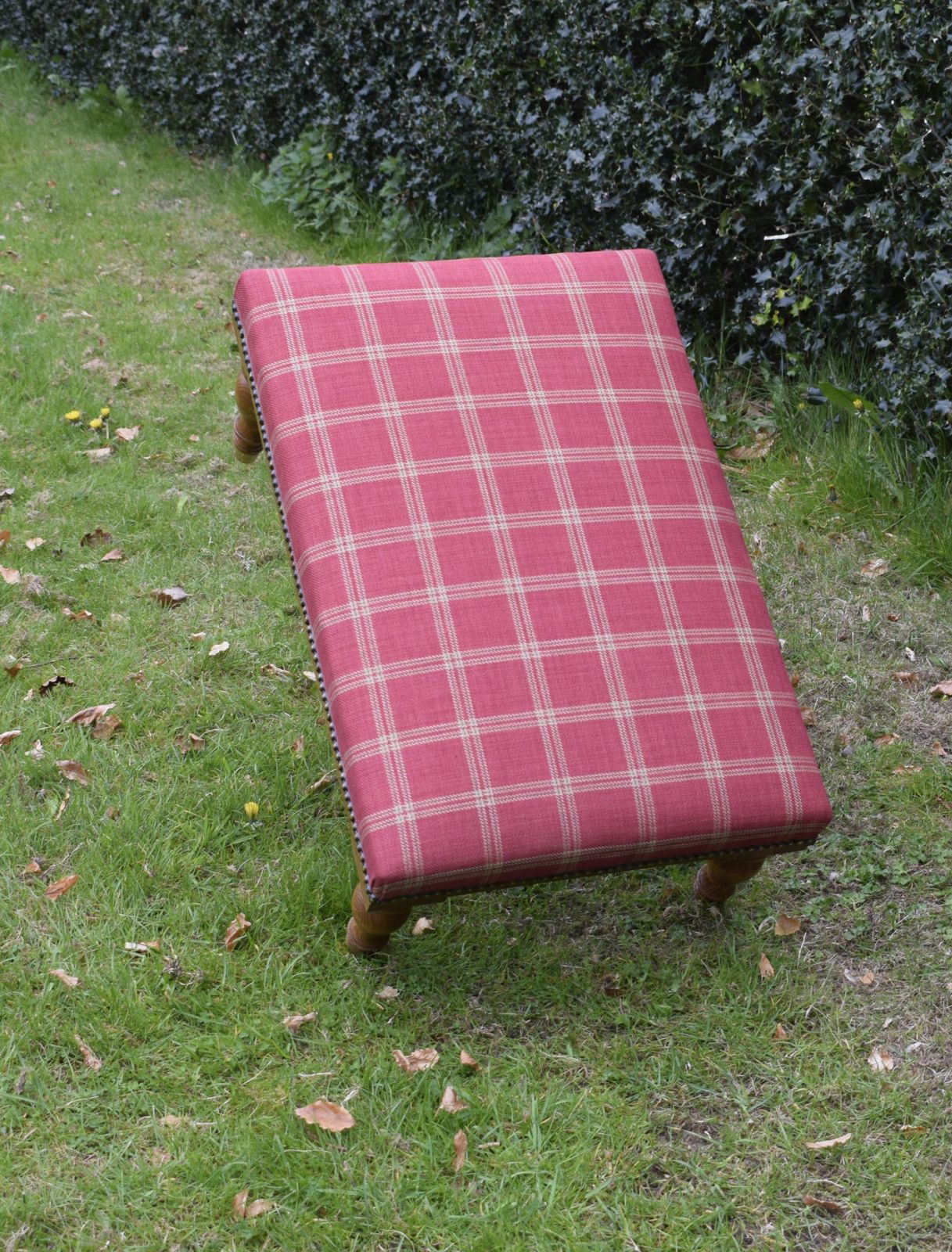 photo for sale Large Oak Upholstered Stool, 1930s