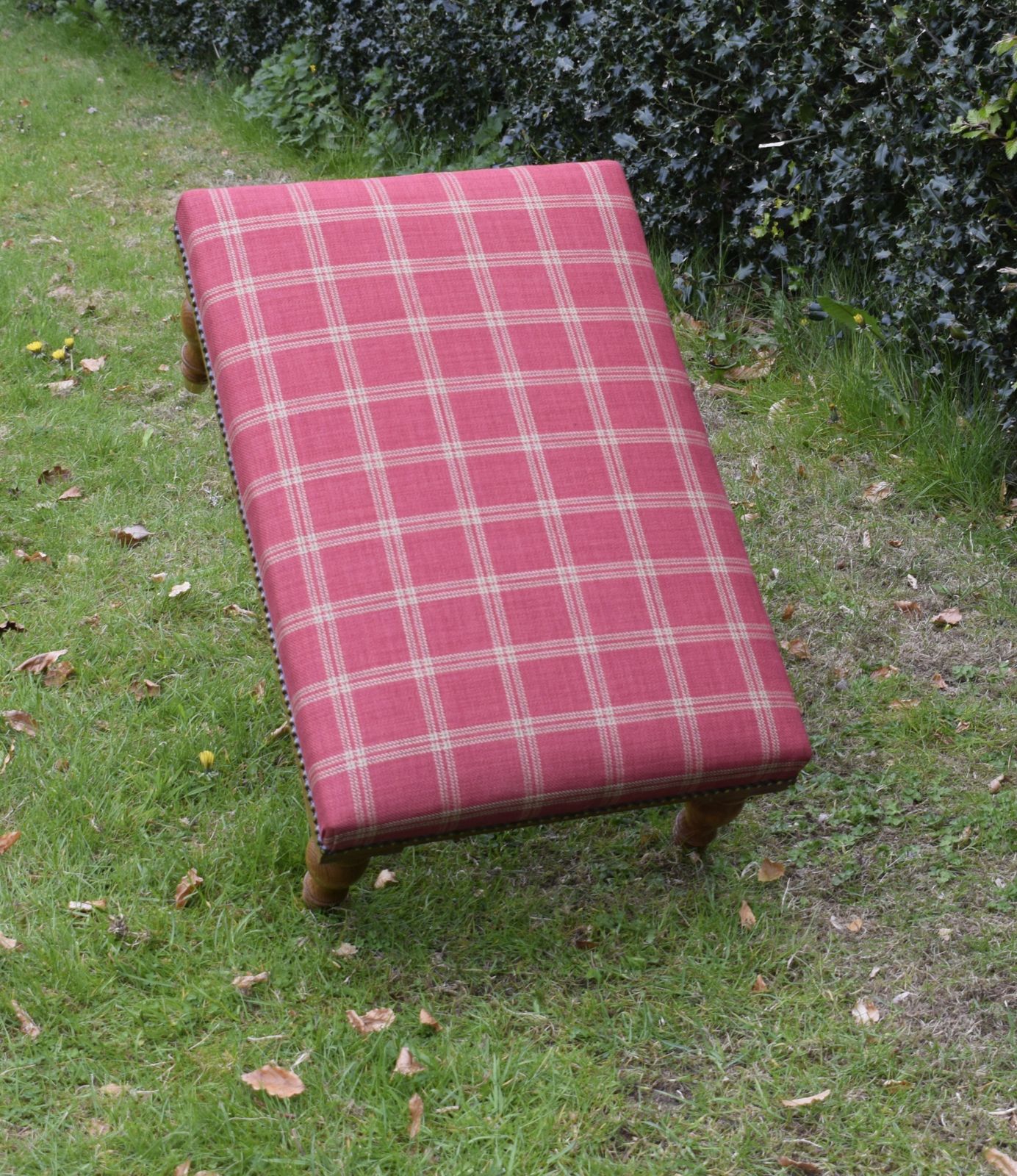 Furniture Large Oak Upholstered Stool, 1930s photo