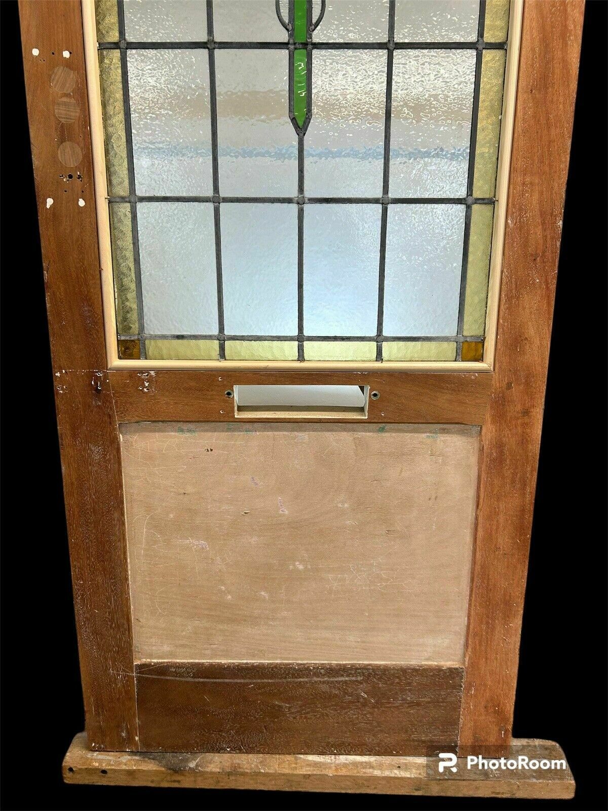 Home Fixtures Art Deco Stained Glass Front Door Period Old Reclaimed Antique 20 30 Wood Leaded photo