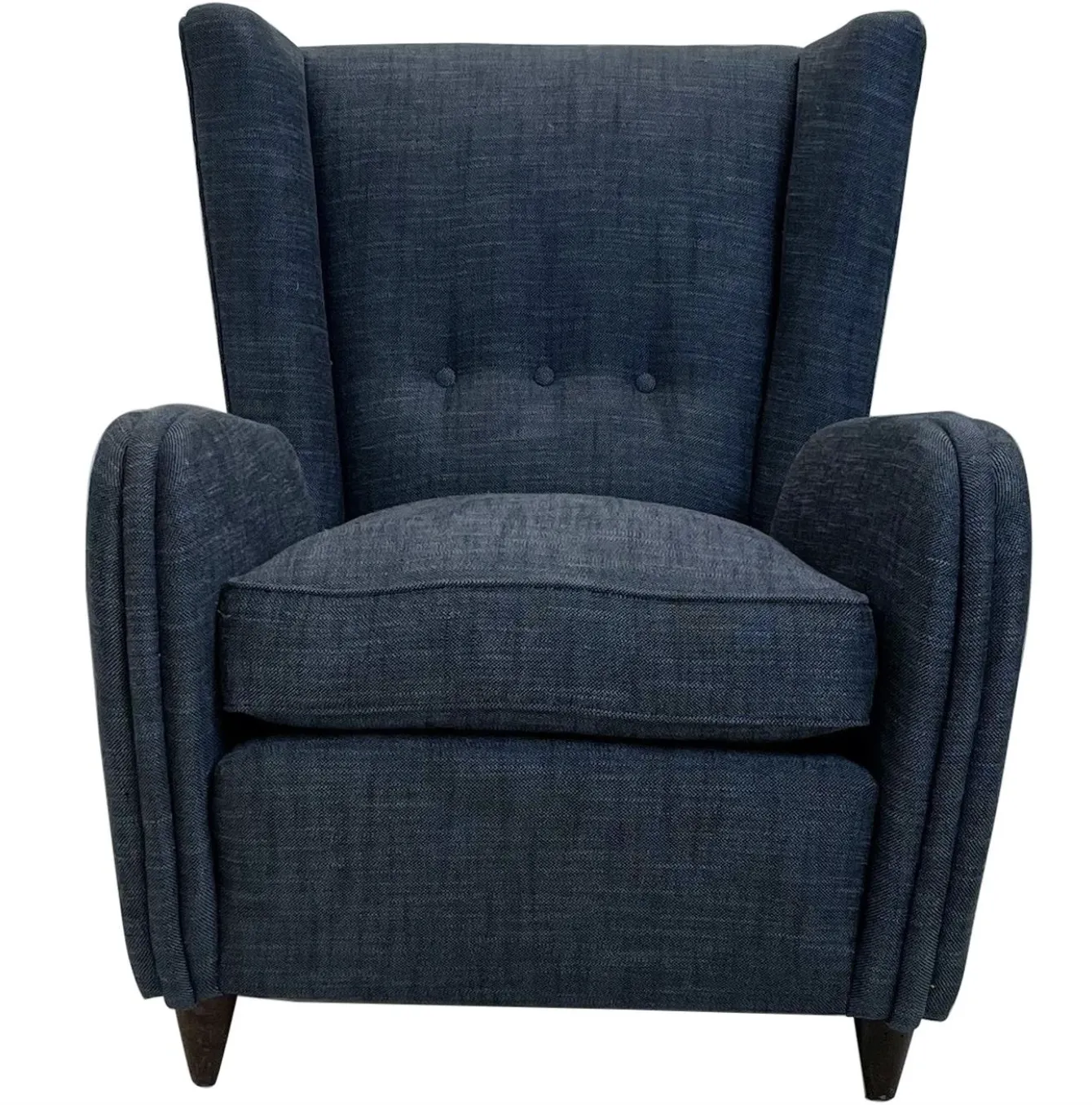 Mid Century Modern Paolo Buffa Blue Fabric Armchair