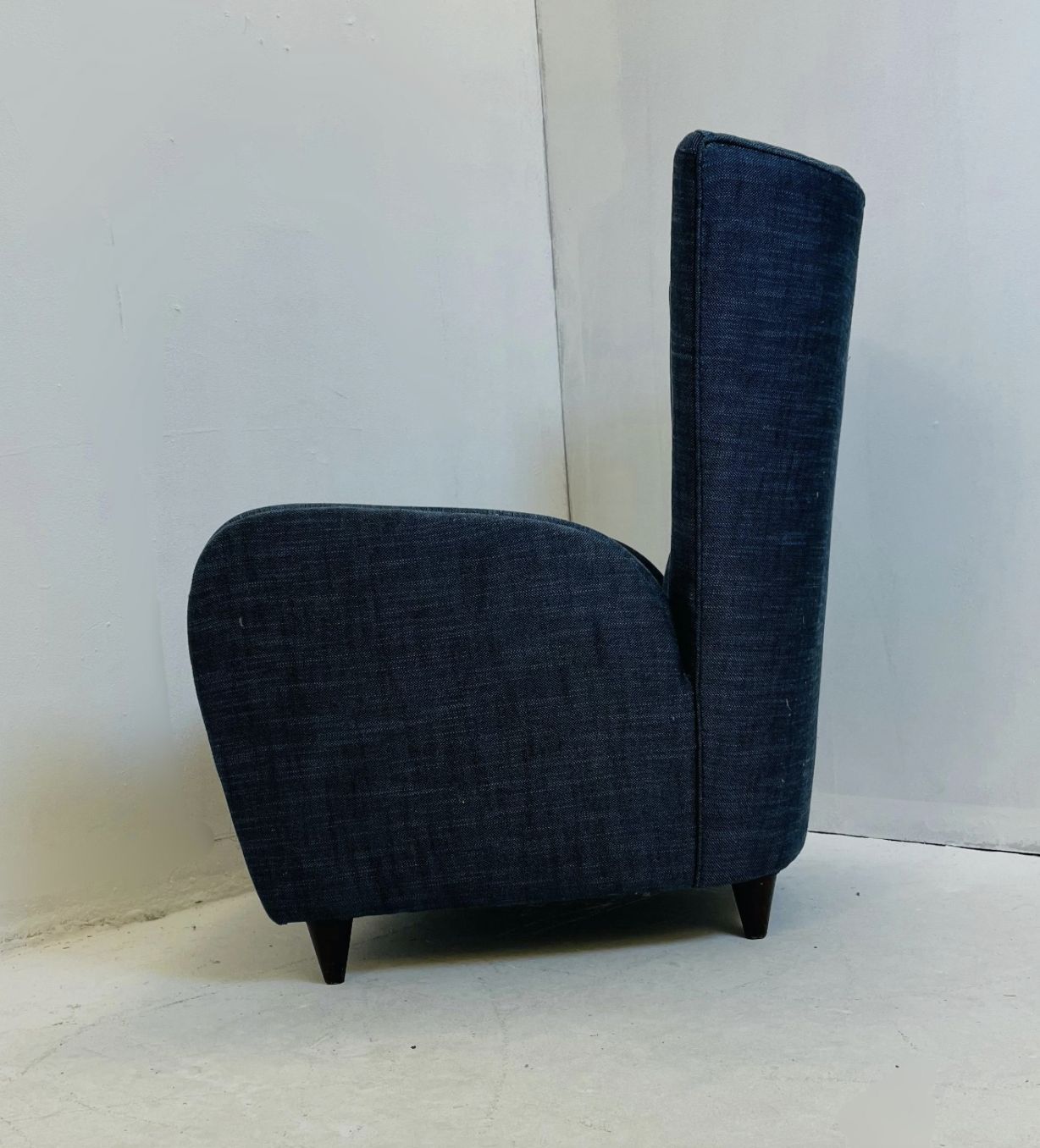 Mid Century Modern Paolo Buffa Blue Fabric Armchair photo Furniture