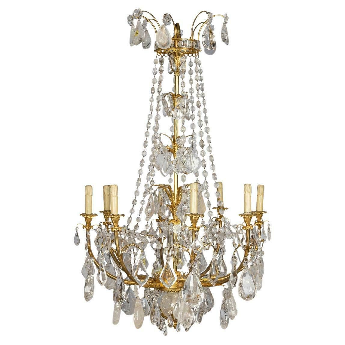 Antique 18th Century French Ormolu & Cut Rock Crystal Chandelier C.1770
