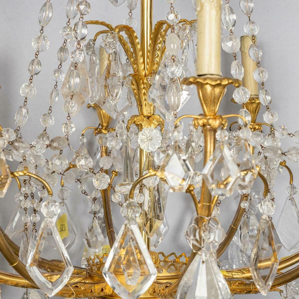 Antique 18th Century French Ormolu & Cut Rock Crystal Chandelier C.1770 photo vintage
