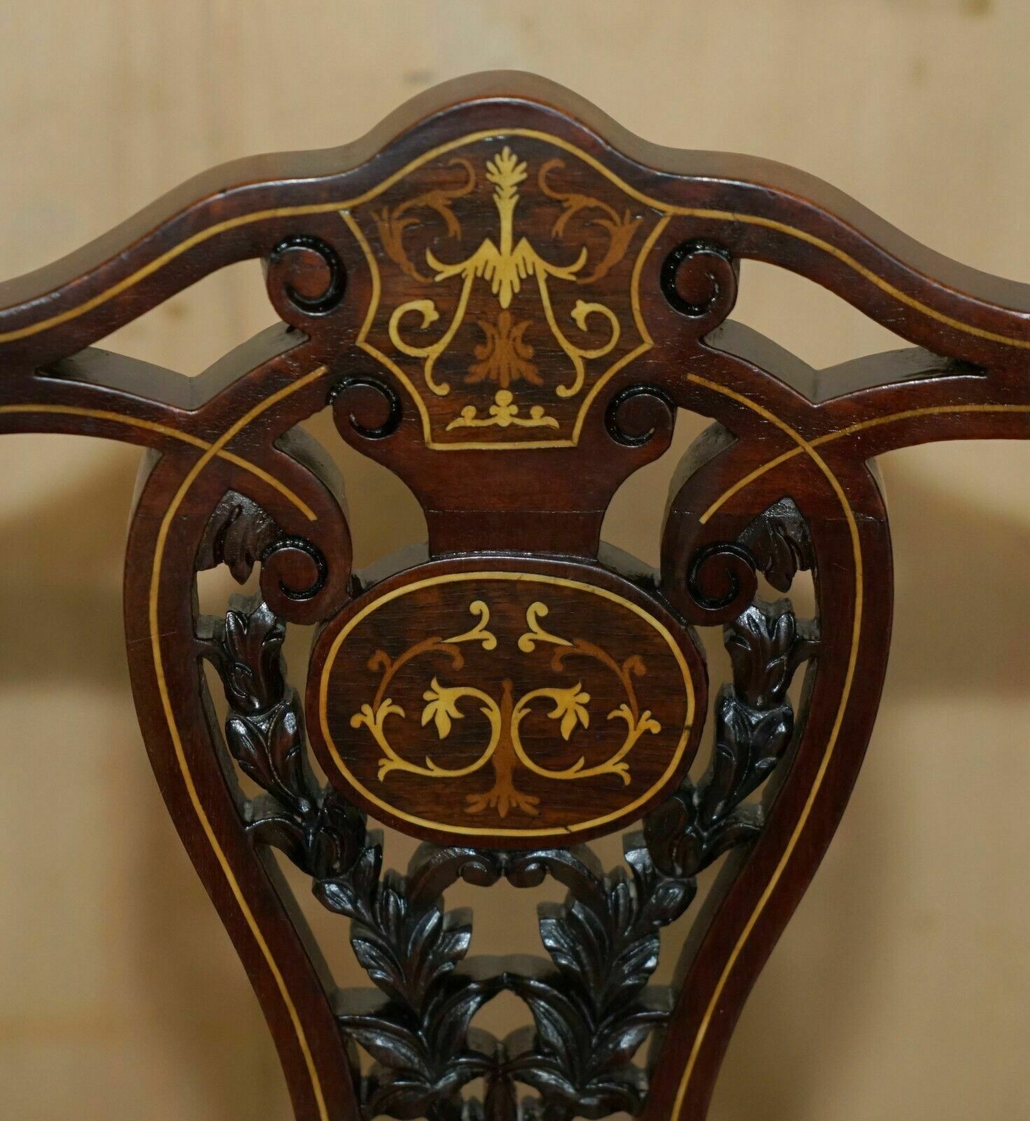 Antique Victorian Rosewood Salon Nursing Chair With Stunning Inlaid Back Panel photo vinterior
