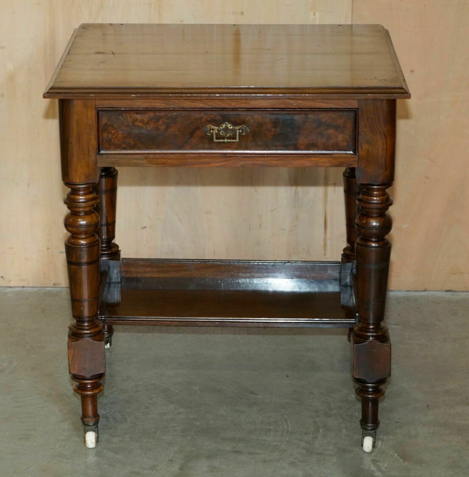 Stunning Antique Victorian Mahogany & Burr Walnut Centre Table Or Small Desk photo furniture