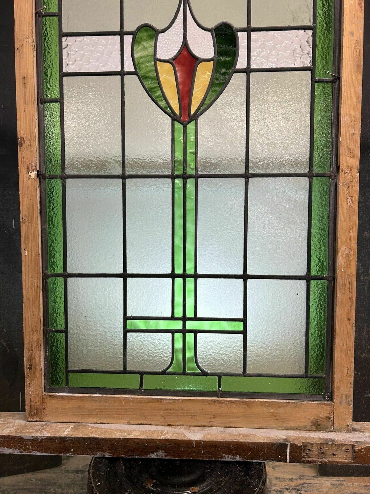 Victorian Stained Glass Window Panel Old Leaded Antique Reclaimed Refurbished photo vintage