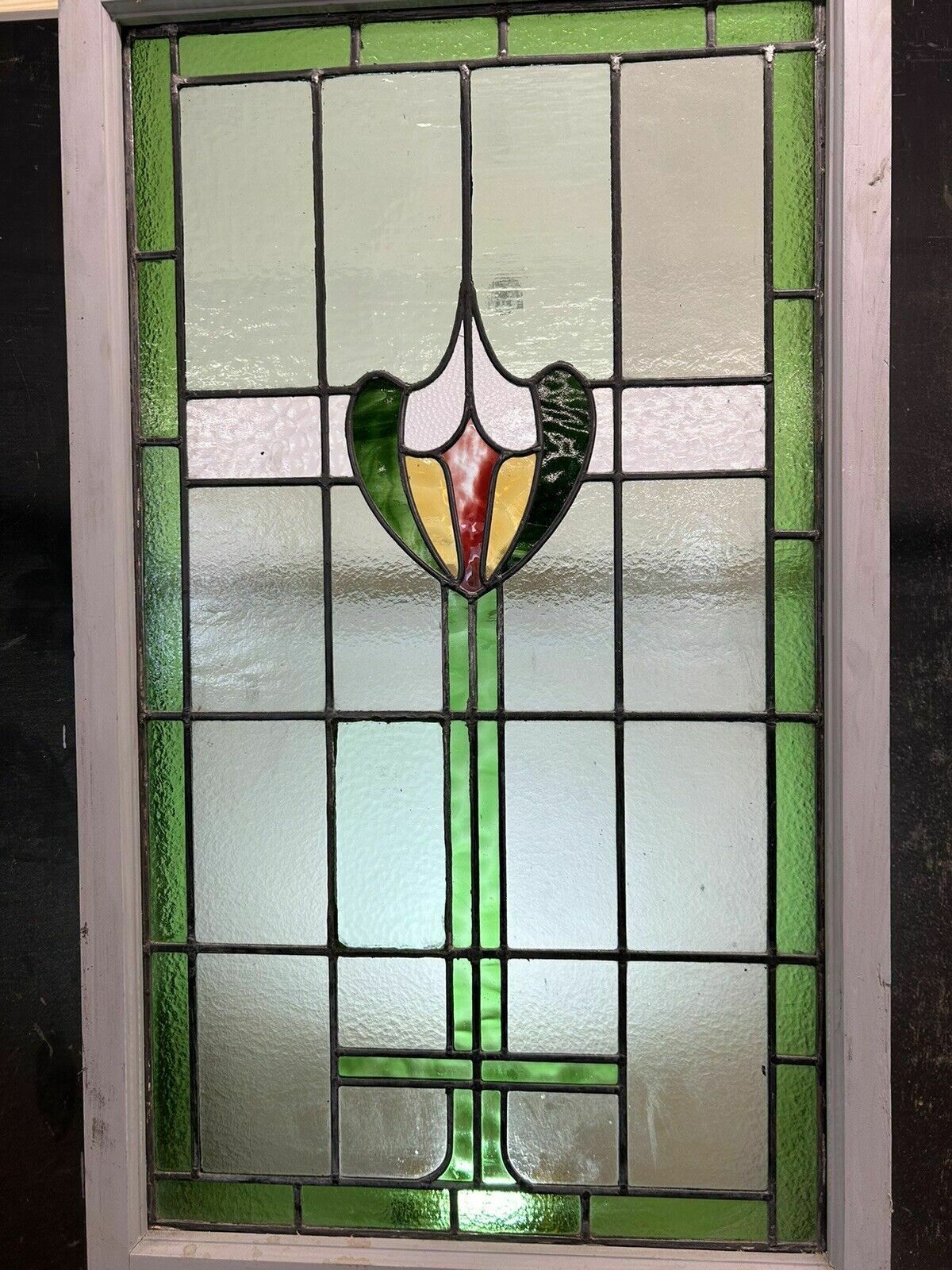 photo vinterior Victorian Stained Glass Window Panel Old Leaded Antique Reclaimed Refurbished
