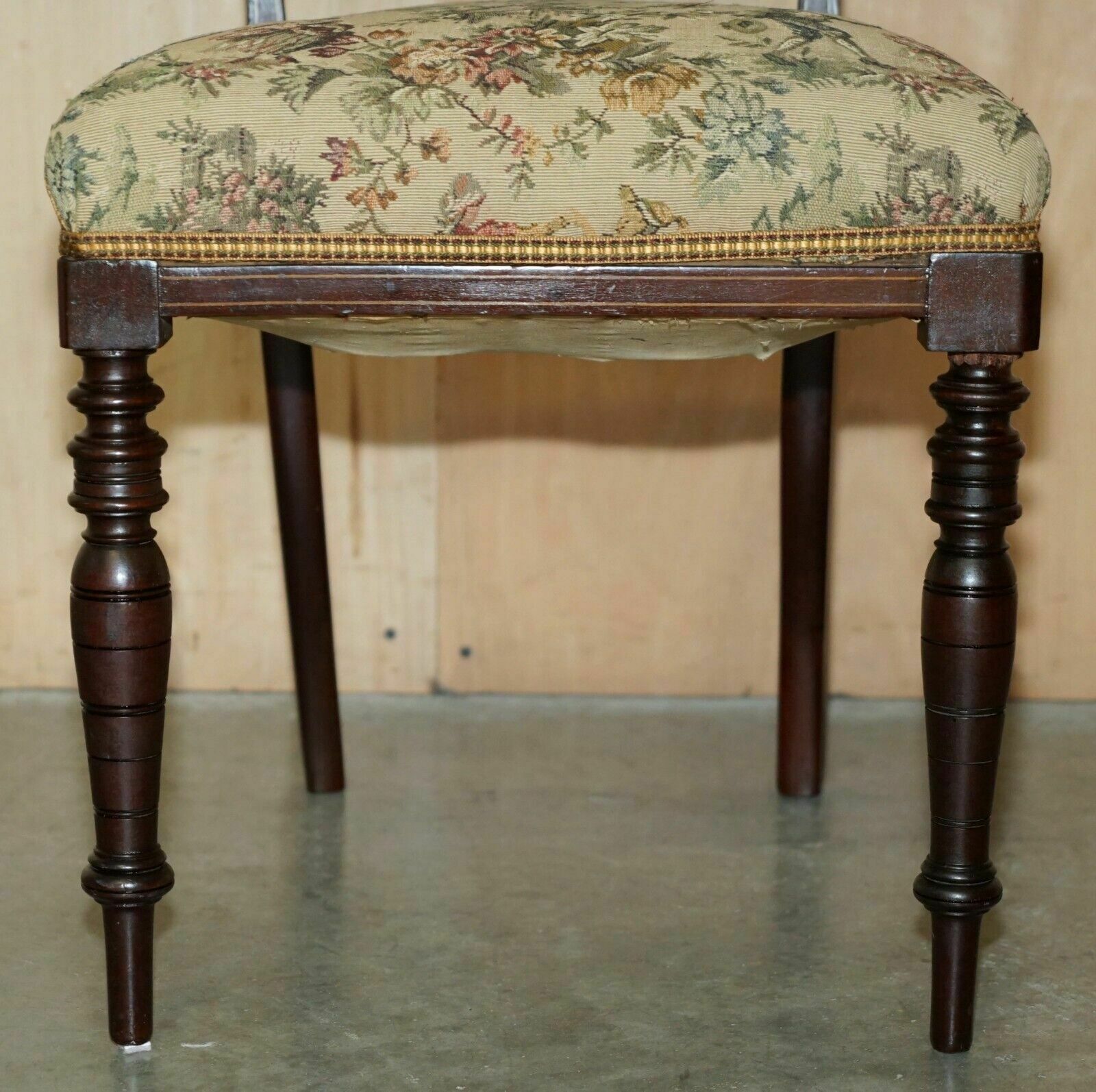 Furniture Pair Of Antique Victorian Rosewood Salon Chairs With Stunning Inlaid Back Panels photo