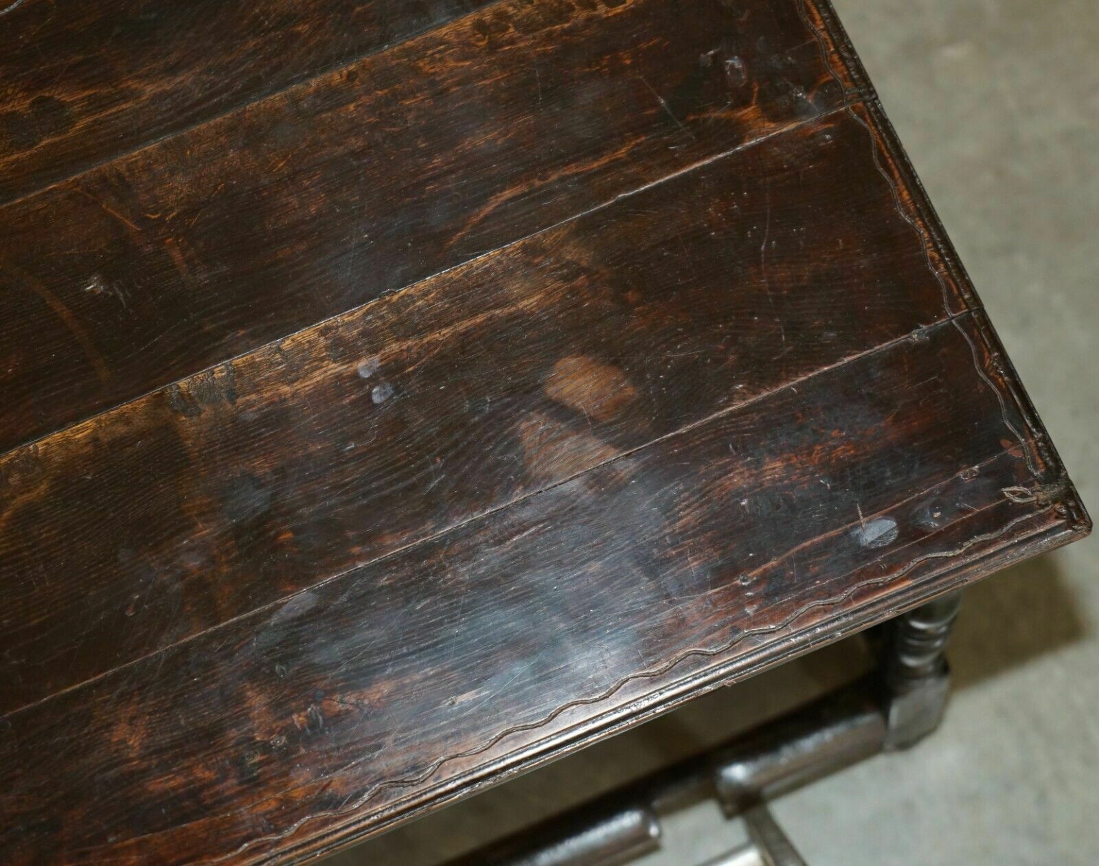 photo for sale Antique English 18th Century Jacobean Centre Table With Ornately Carved Apron