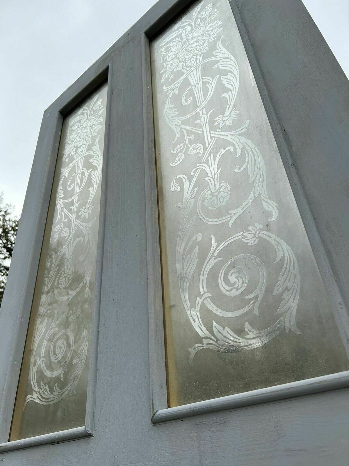 Victorian Acid Etched Glass Front Door Antique Period Reclaimed Old Wood Refurb photo furniture