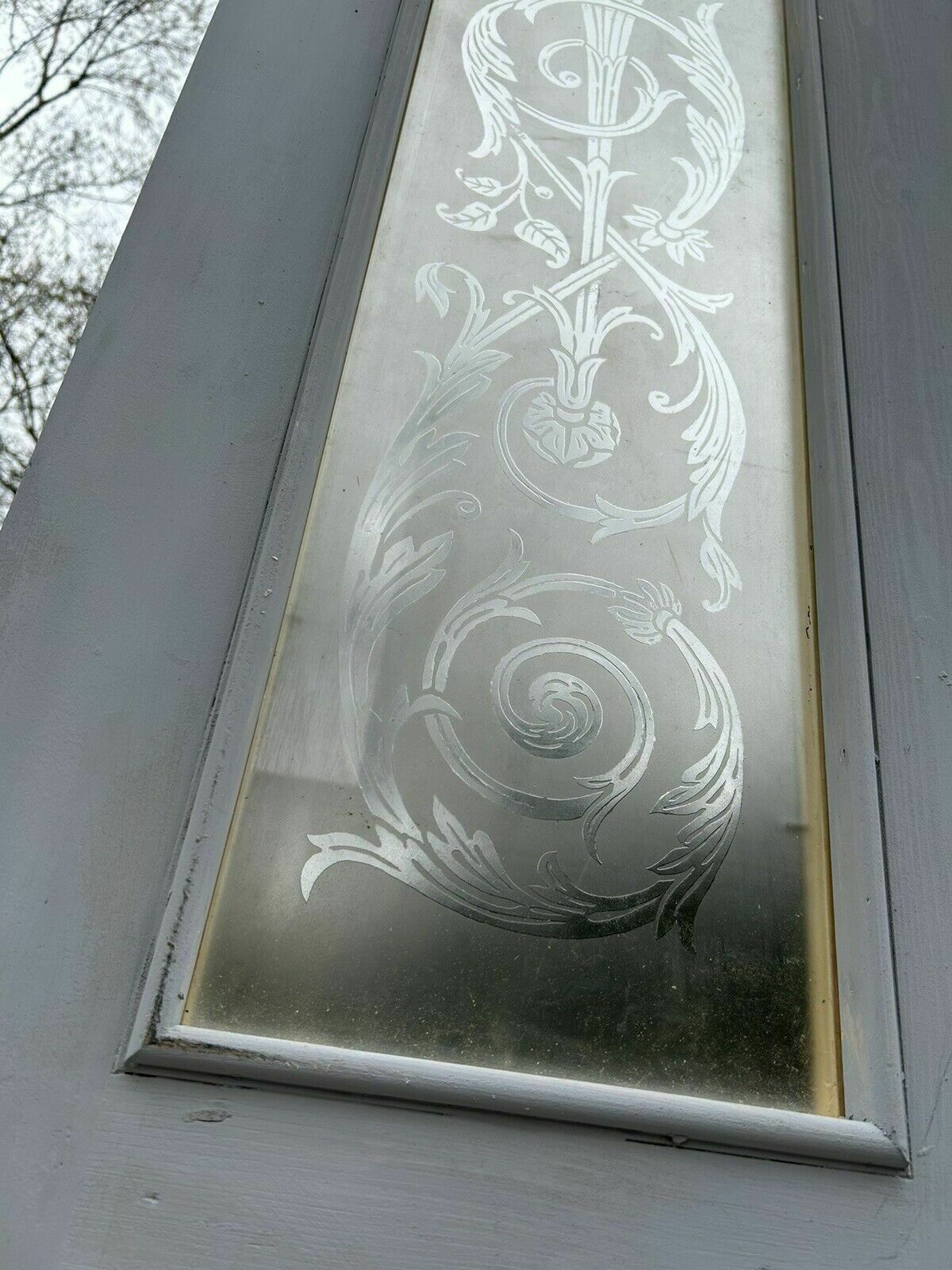 Victorian Acid Etched Glass Front Door Antique Period Reclaimed Old Wood Refurb photo for sale