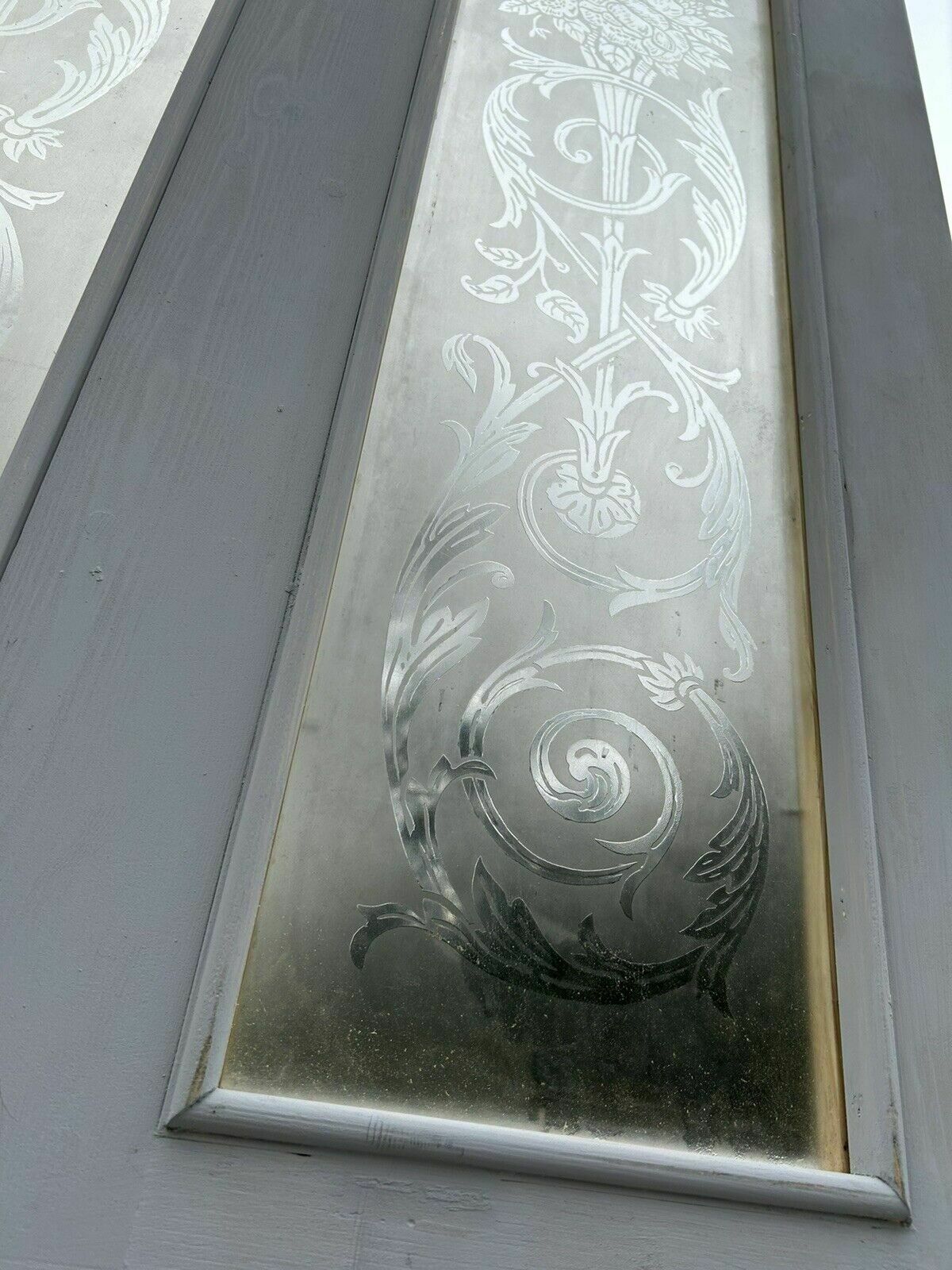 Victorian Acid Etched Glass Front Door Antique Period Reclaimed Old Wood Refurb photo Home Fixtures