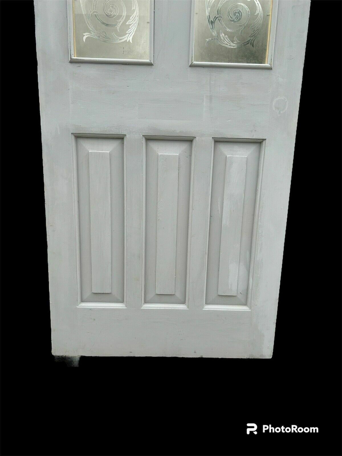 Victorian Acid Etched Glass Front Door Antique Period Reclaimed Old Wood Refurb photo vinterior