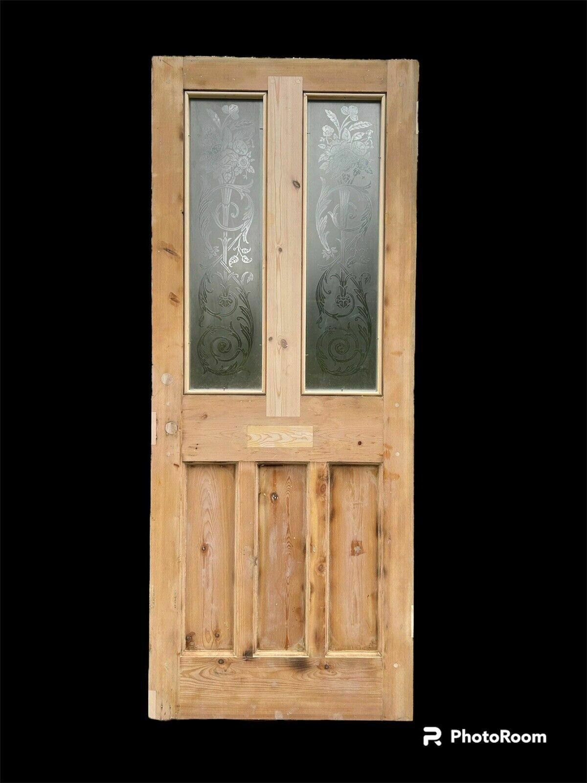 Victorian Acid Etched Glass Front Door Antique Period Reclaimed Old Wood Refurb photo buy