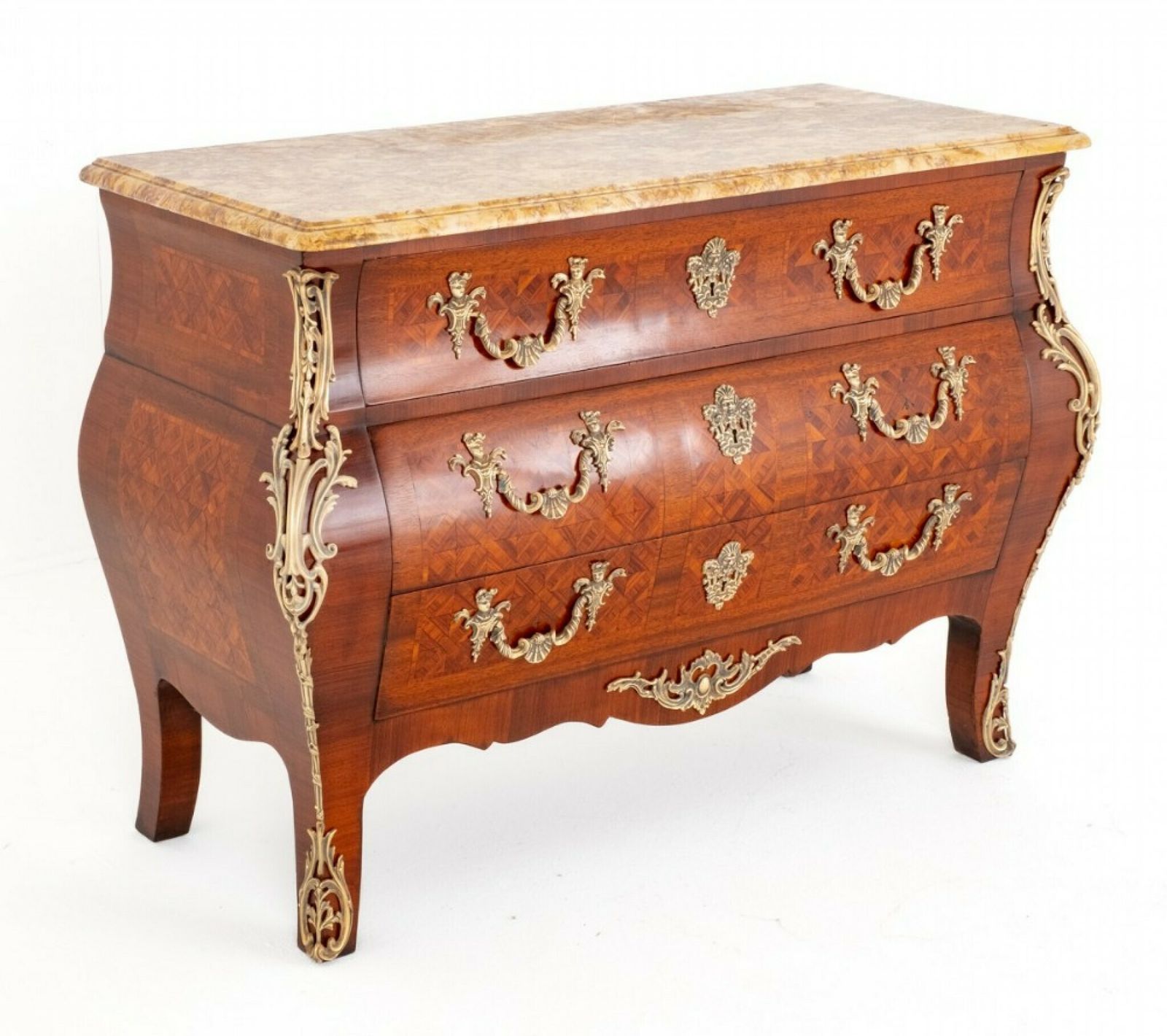 Louis XVI Bombe Commode Antique French Chest Drawers 1900 photo for sale