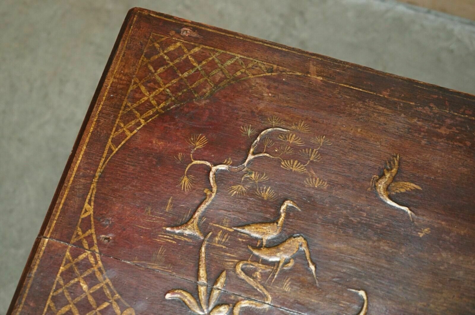 3950.0 Antique Original George III Red Lacquer & Gilt Japanned Side Table Circa 1760 photo