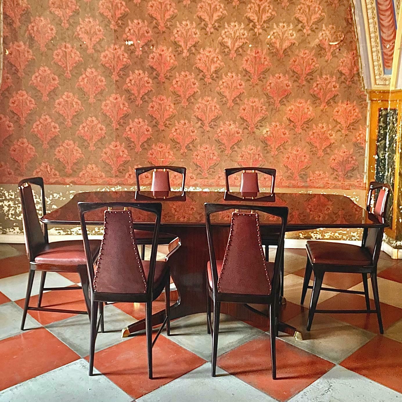 Italian Midcentury Modern Mahogany And Rosewood Dining Set, Osvaldo Borsani For Atelier Borsani Varedo, Italy 1950 photo furniture