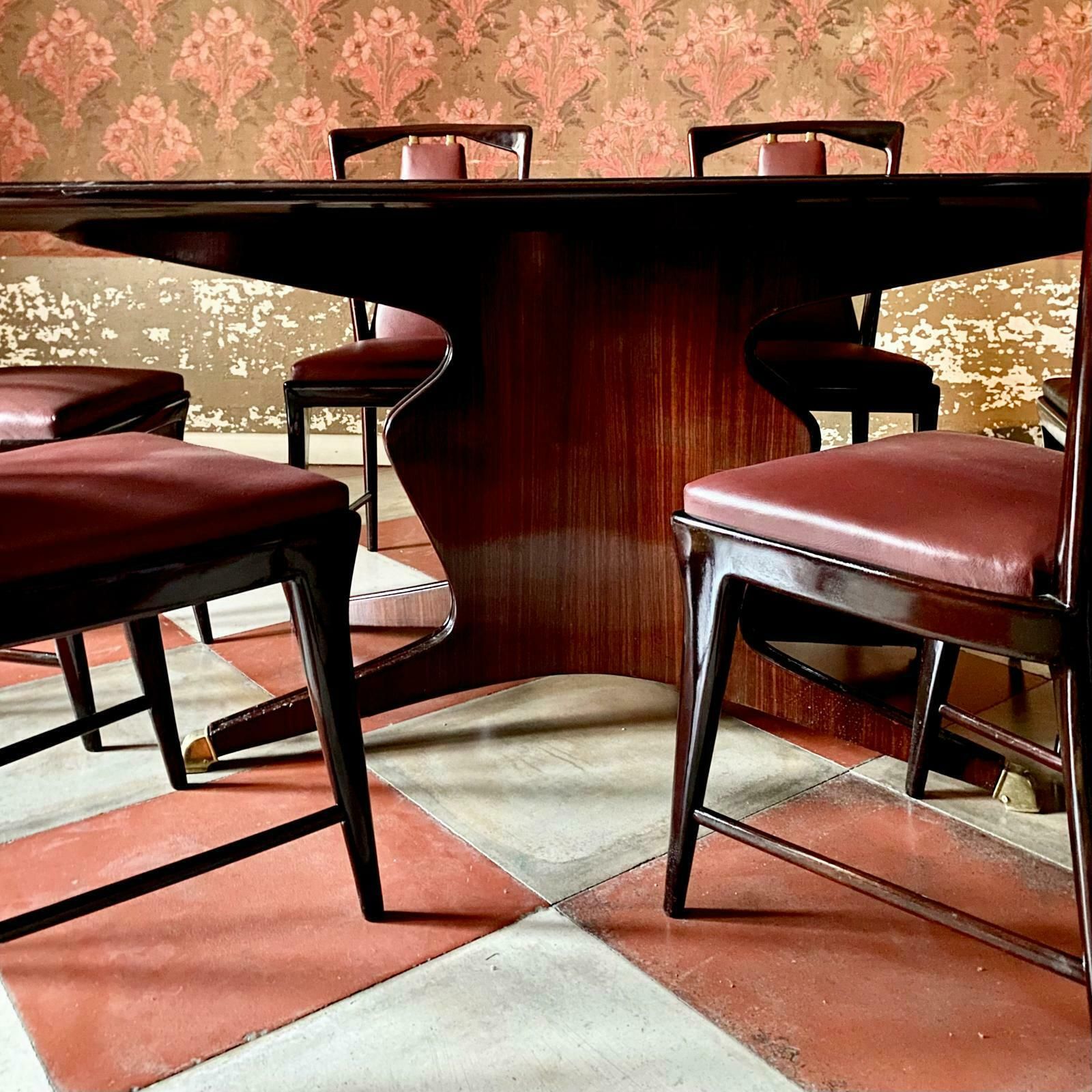 photo for sale Italian Midcentury Modern Mahogany And Rosewood Dining Set, Osvaldo Borsani For Atelier Borsani Varedo, Italy 1950