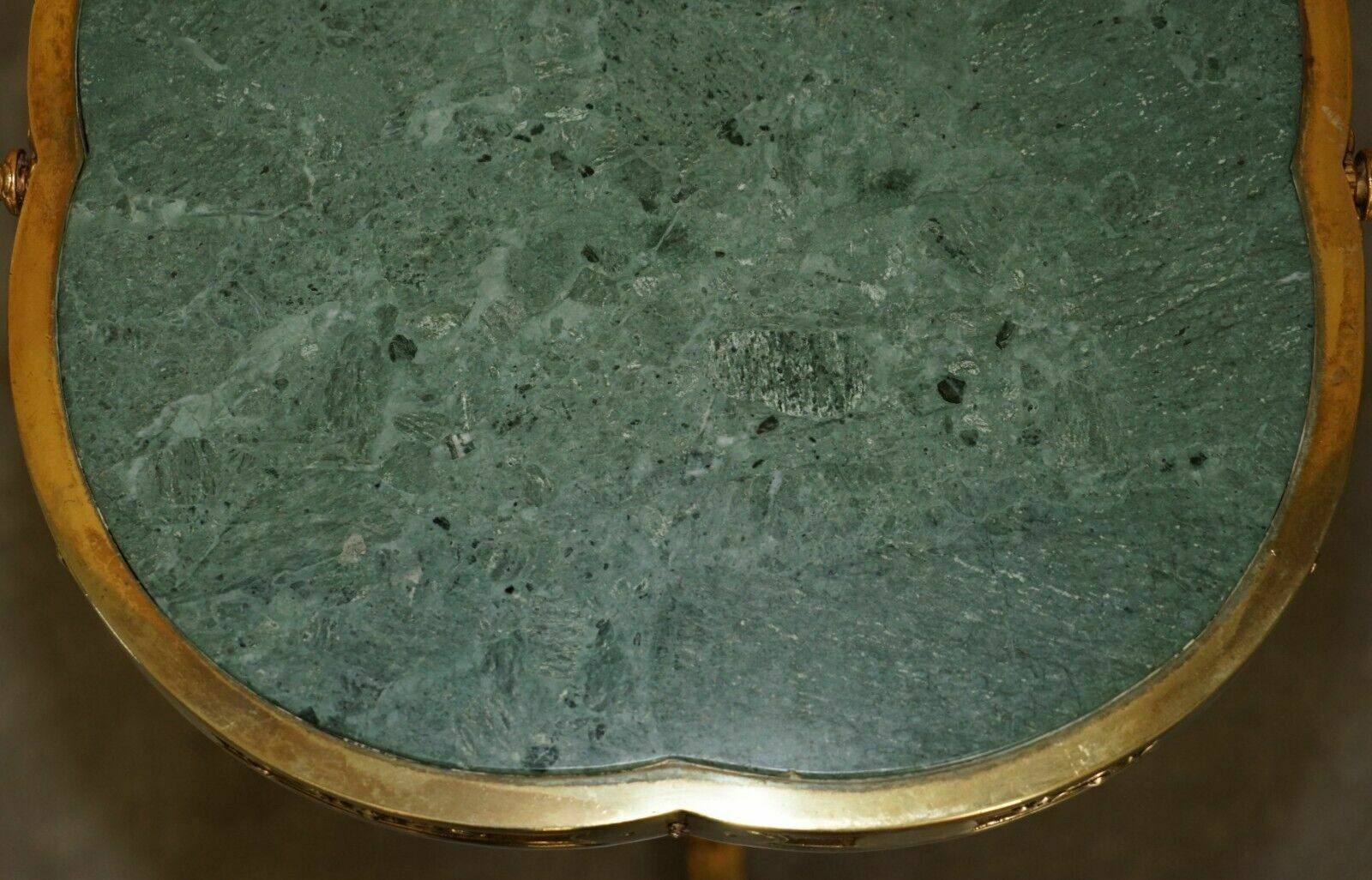 Exquisite Antique Circa 1900 Brass Side End Lamp Table With Thick Marble Top photo 1750.0