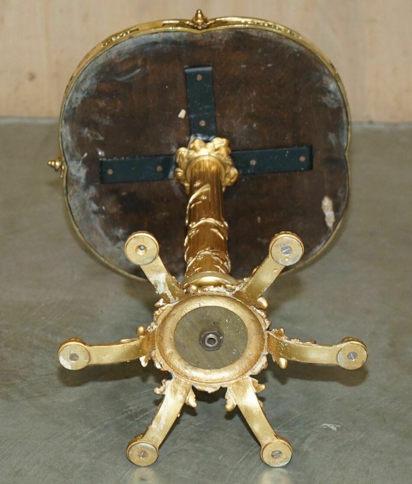 photo buy Exquisite Antique Circa 1900 Brass Side End Lamp Table With Thick Marble Top