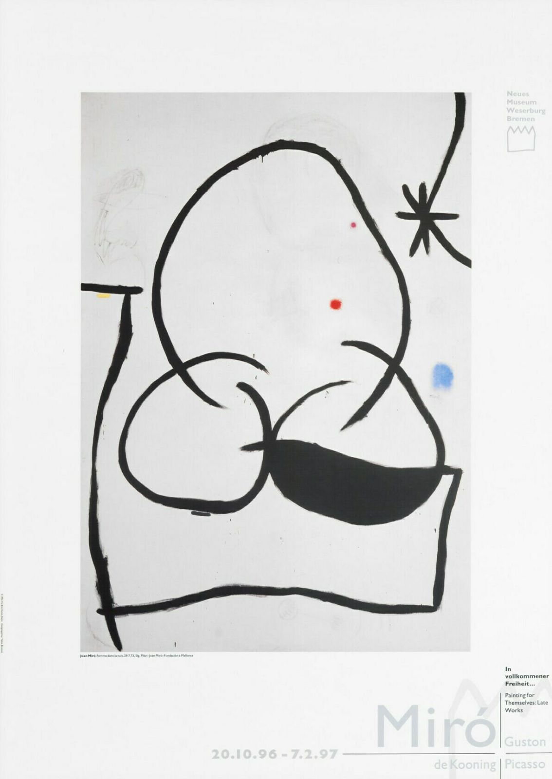 Authentic Joan Miro Exhibition Poster   Woman In The Night   Wall Art Original Museum Print Abstract Surrealist Painter Catalan