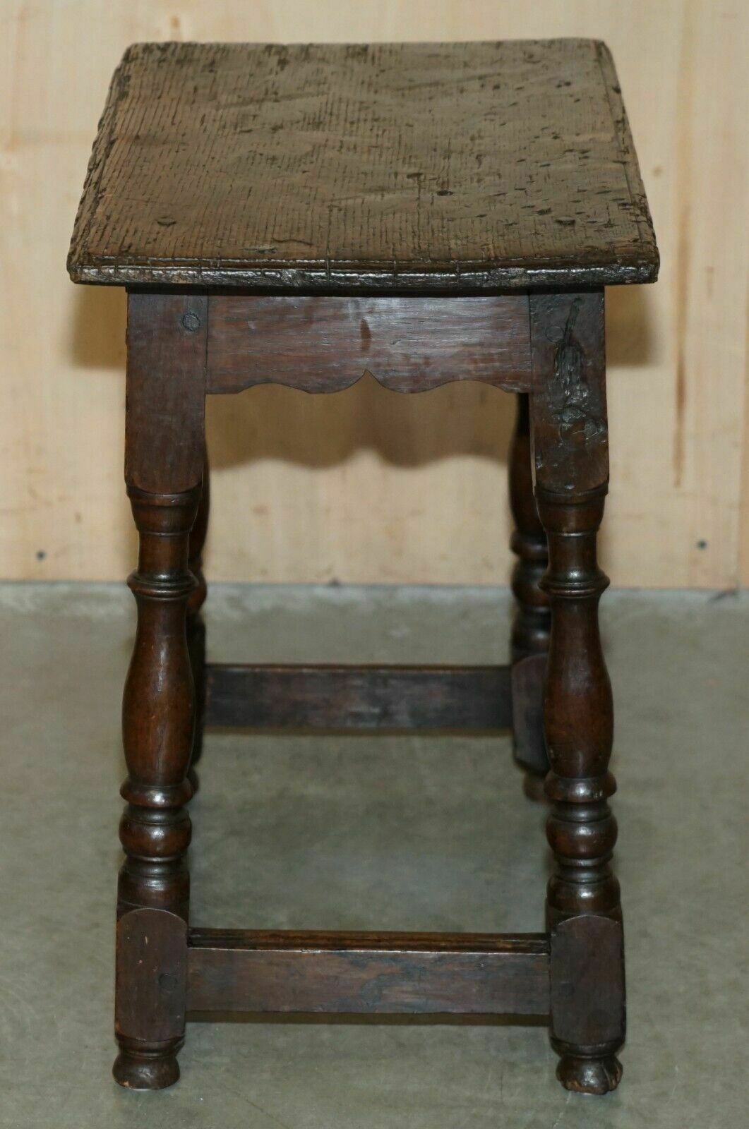 photo buy 17th Century Antique English Oak Side End Lamp Wine Table Lovely Patinated Top