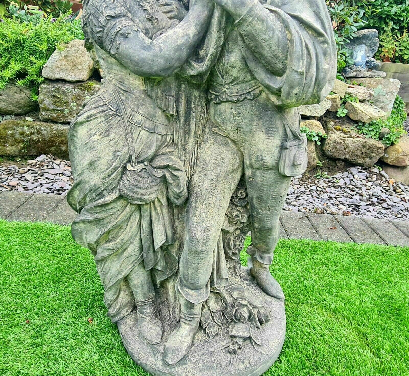 Vintage Lovers Romeo & Juliet English Stone Garden Ornament 0194. photo vinterior