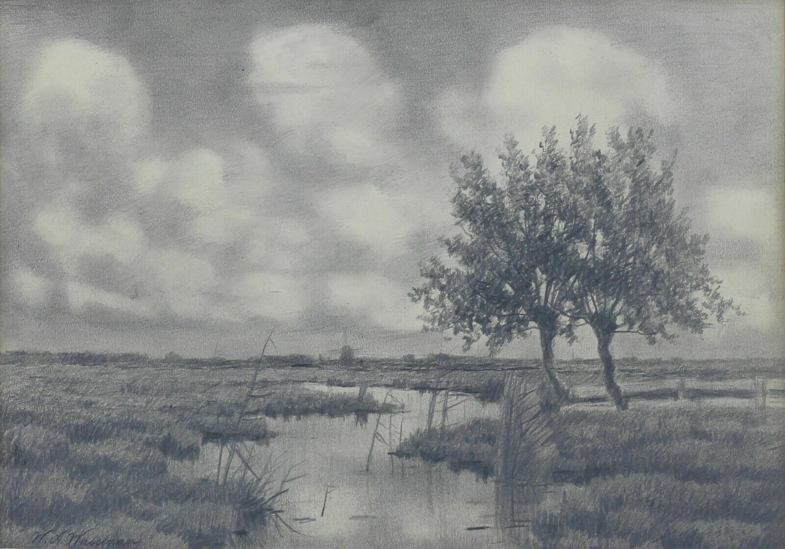 Sketch By Willem Abraham Wassenaar. Dutch Marshes During German Occupation photo furniture