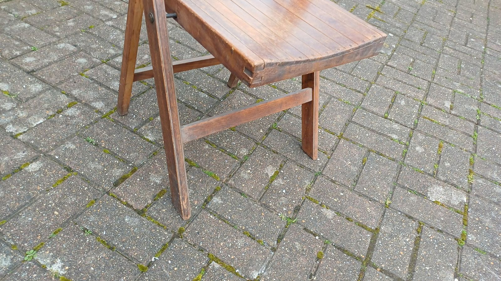 Pre War Vintage Solid Beech Folding Chair Inside Or Garden photo 85.0