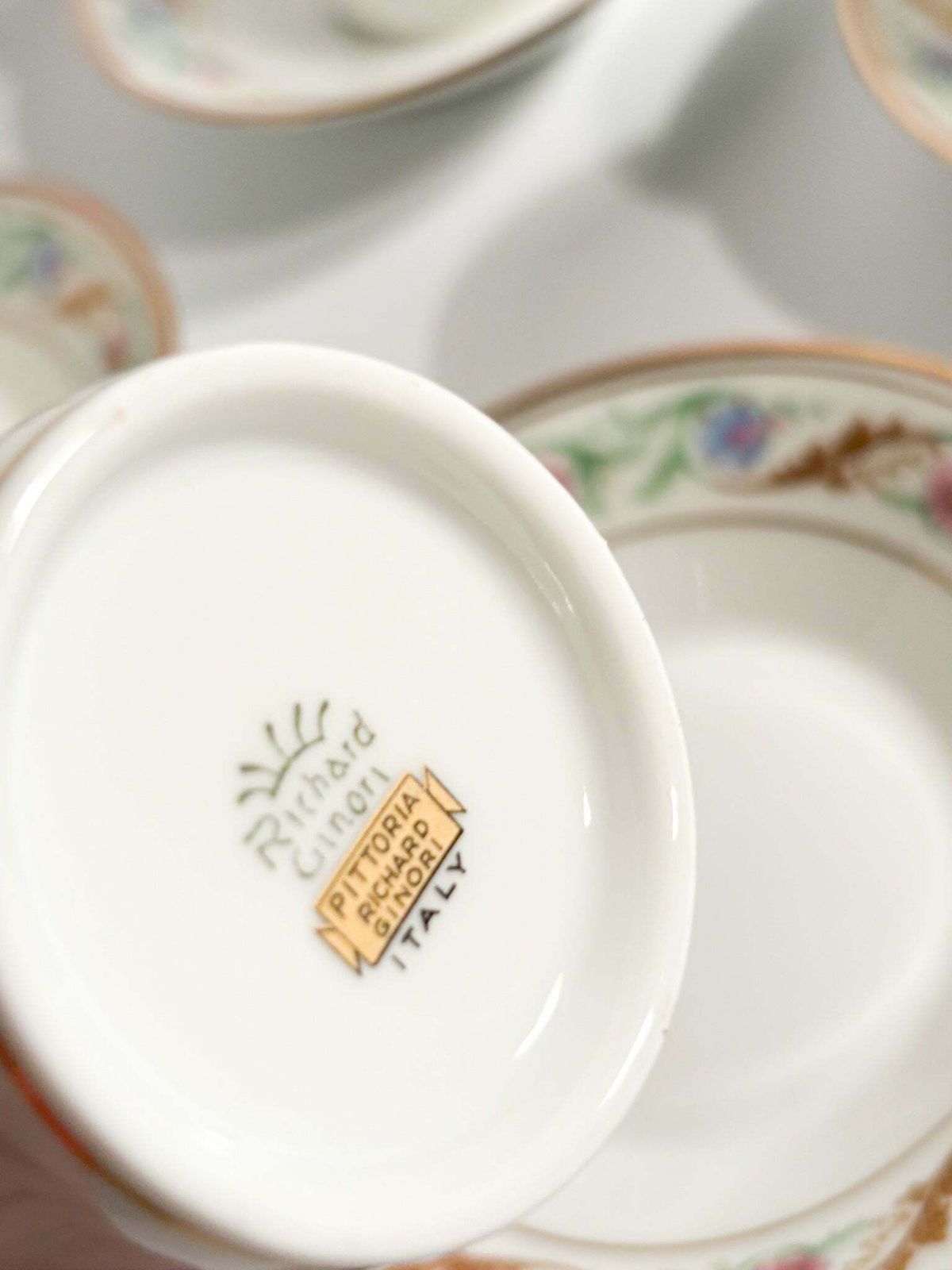 Set Of Six Porcelain Coffee Cups By Ginori Doccia Pittoria From The 1940s photo vintage