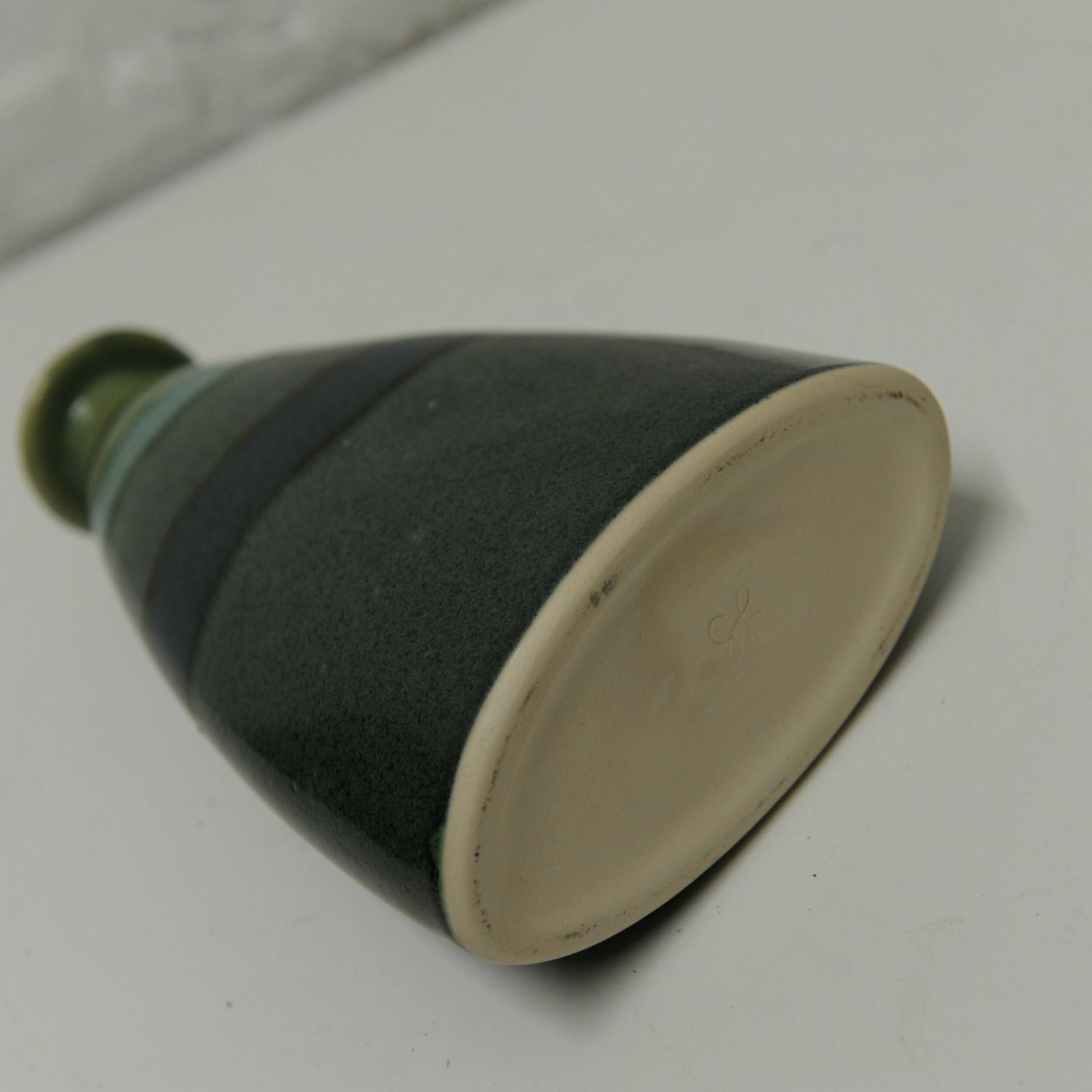Green And Blue Striped Studio Pottery Glazed Vase, 1990s photo buy