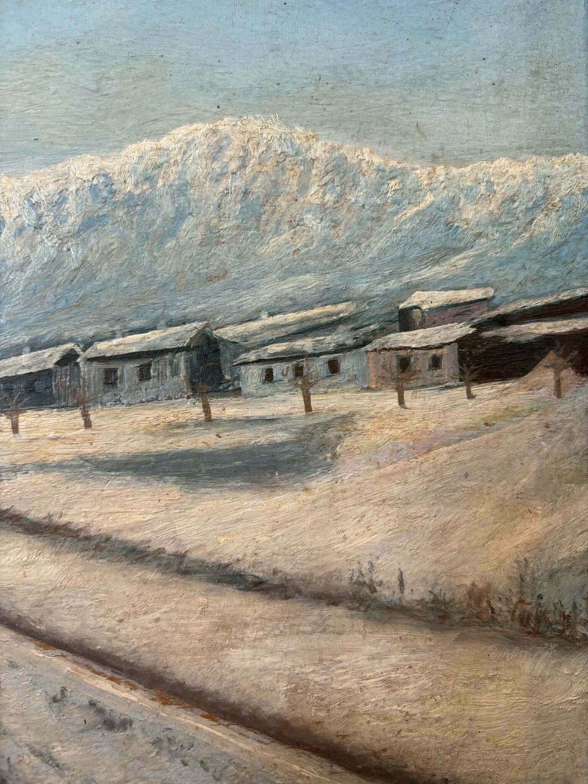 Oil Painting On Wood By Clusone With Leonardi's Train From 1928 1929 photo for sale