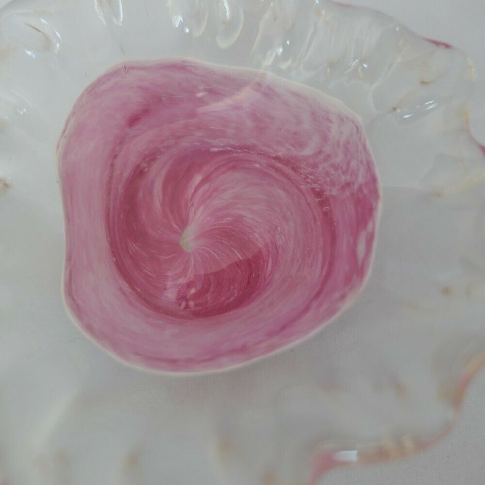 Isle Of Wight Art Glass Cased Dish In Shades Of Pink, With A Ruffled Top photo 174.0