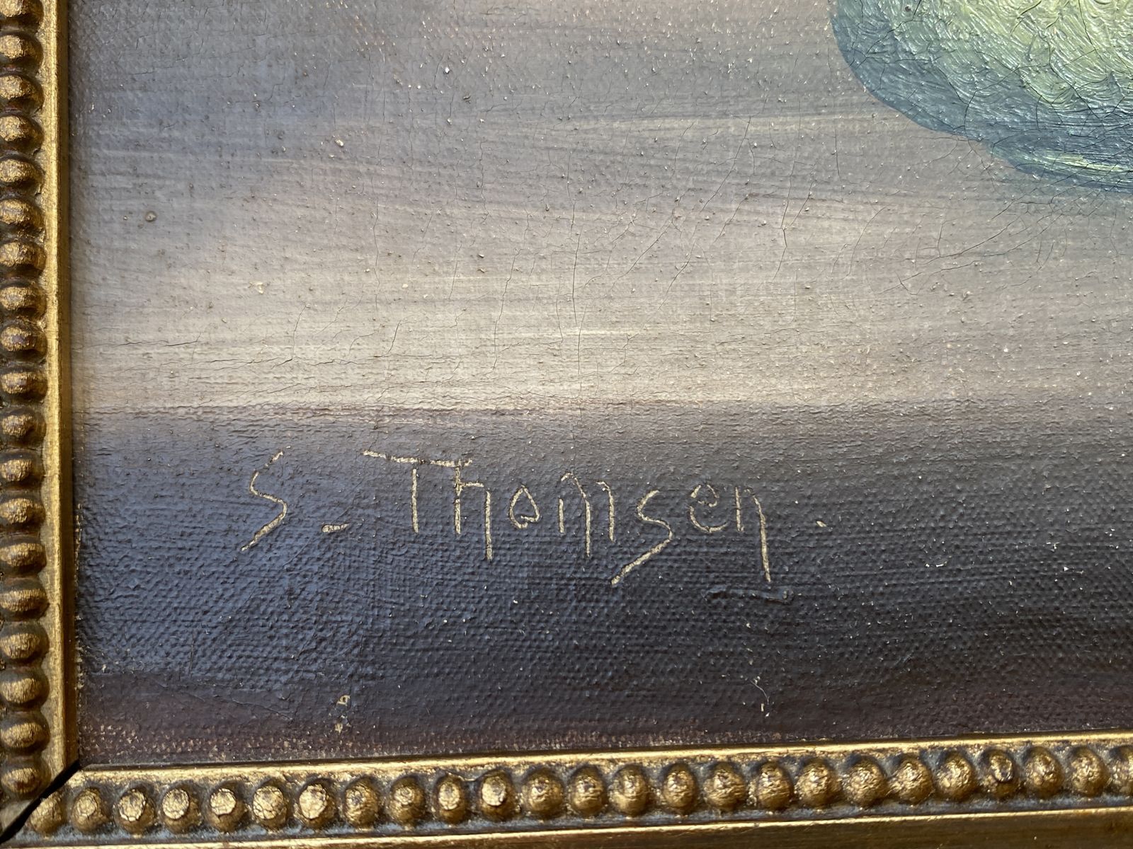 A Beautiful Near Pair Framed Danish Art Oil In Canvas 'Flowers In Vases' S. Thomsen C1940s photo vinterior