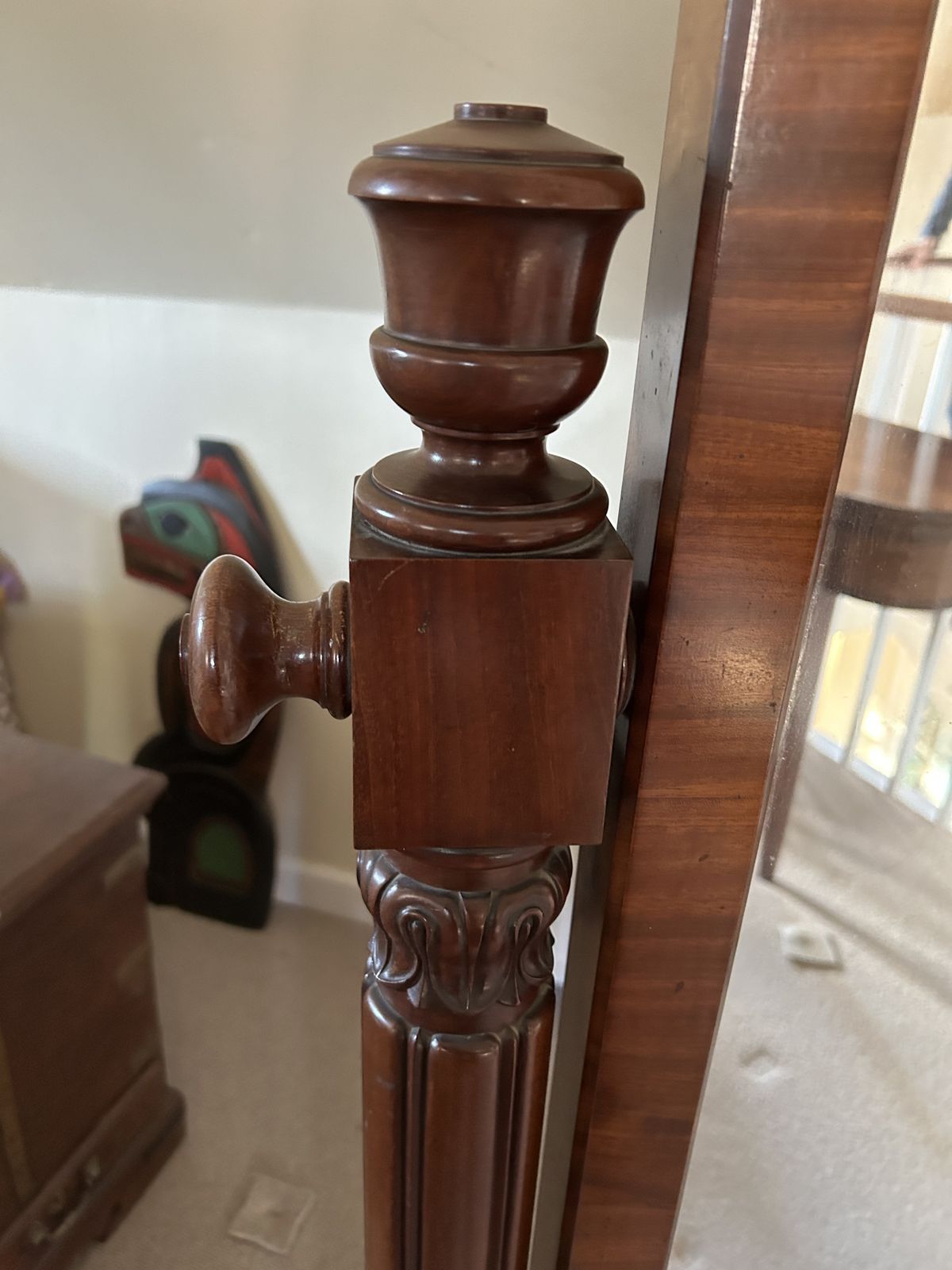 19th Century Cheval Floor Standing Swivel Mahogany Mirror photo vintage