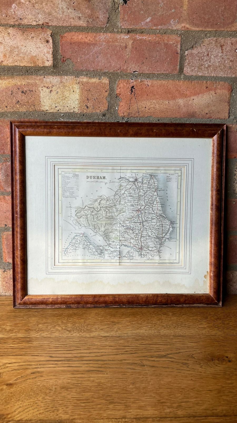 Genuine Early 1800’s Framed Map Of Durham County [ Hand Coloured Engraving By J. Archer ] photo furniture