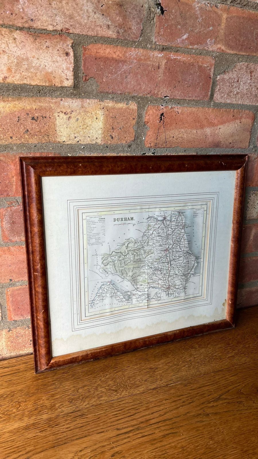 photo for sale Genuine Early 1800’s Framed Map Of Durham County [ Hand Coloured Engraving By J. Archer ]