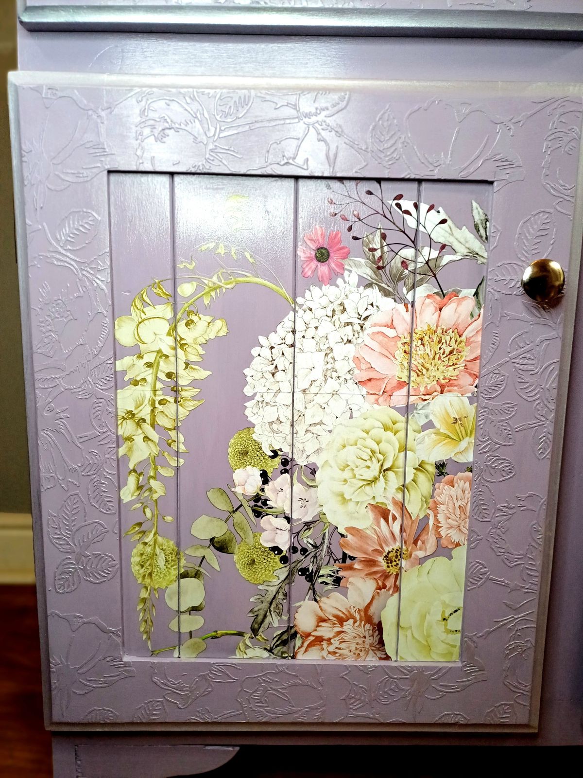 Upcycled Lilac And Silver Pine Cupboard photo vintage