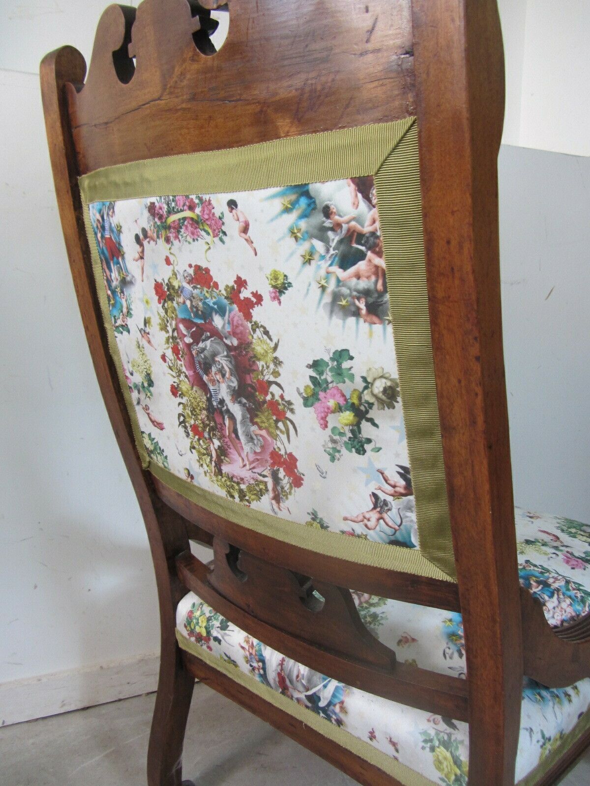 Antique Mahogany Nursing Chair, Traditionally Upholstered With Jean Paul Gaultier Fabric photo 345.0