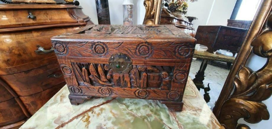 Hand Carved Massive Wooden Box