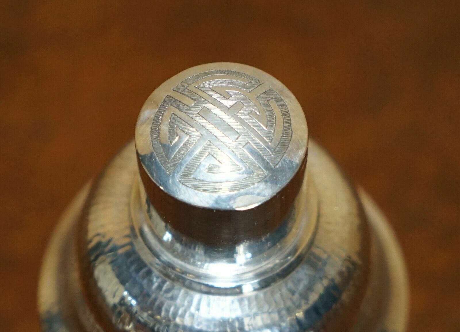 Antique Sheng Yuan Signed Sterling Silver Hand Hammered Chinese Cocktail Shaker photo for sale