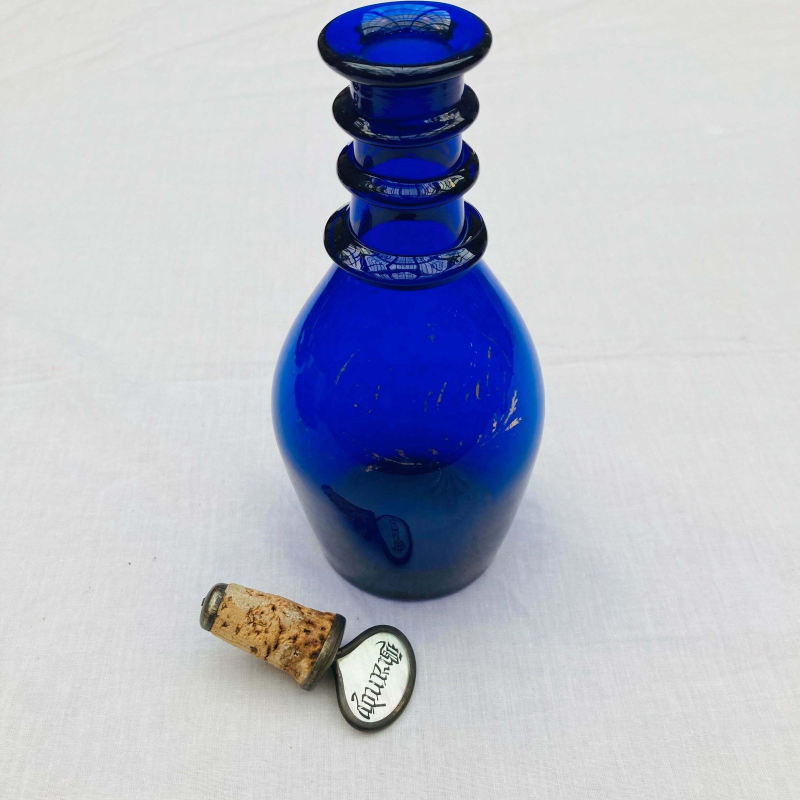Antique Bristol Blue Brandy Decanter photo furniture