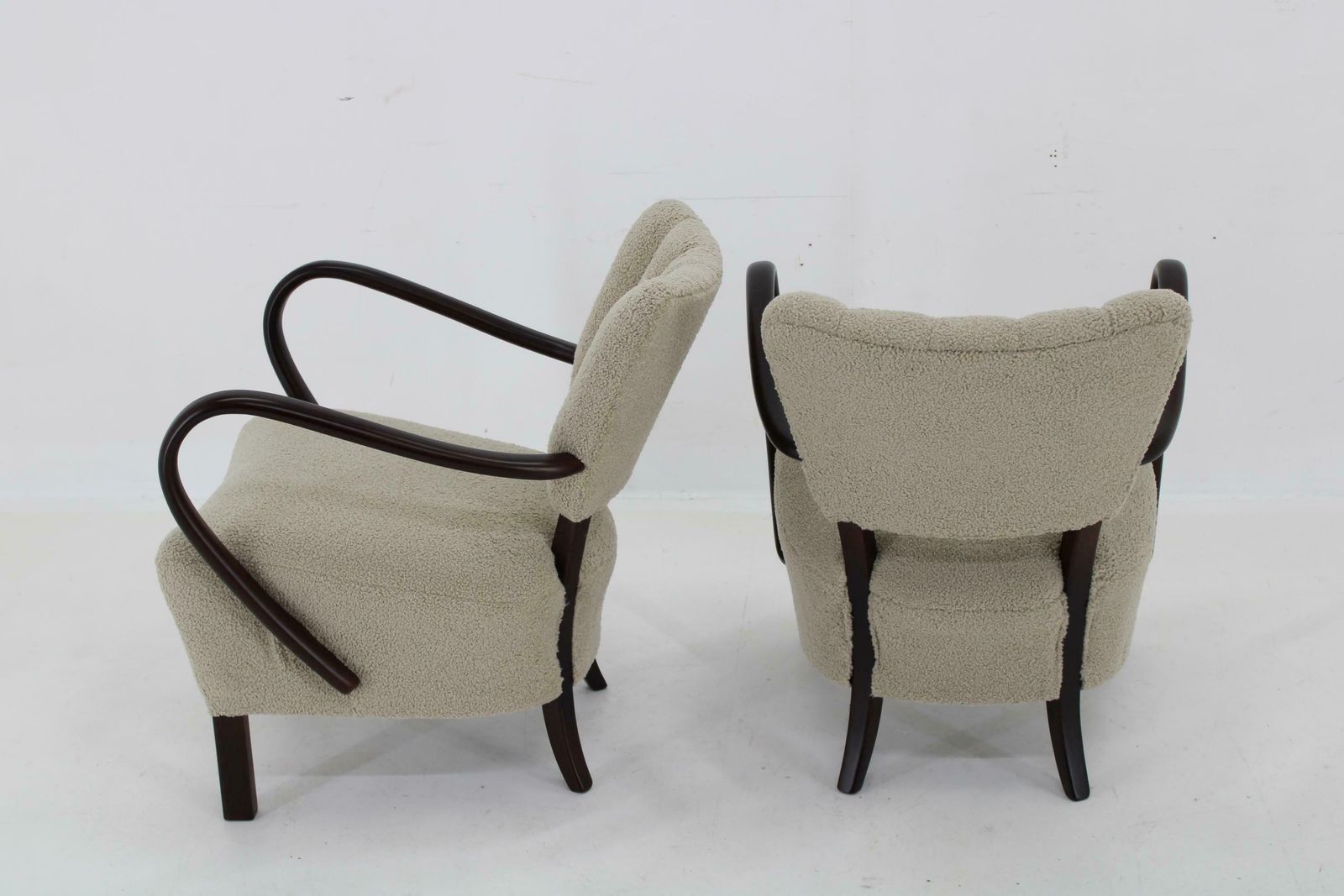1930s Pair Of Jindrich Halabala Art Deco H 237 Armchairs In Bouclé, Restored photo 3323.0