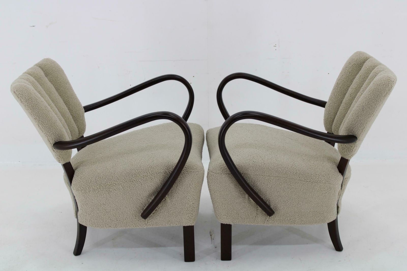 1930s Pair Of Jindrich Halabala Art Deco H 237 Armchairs In Bouclé, Restored photo buy