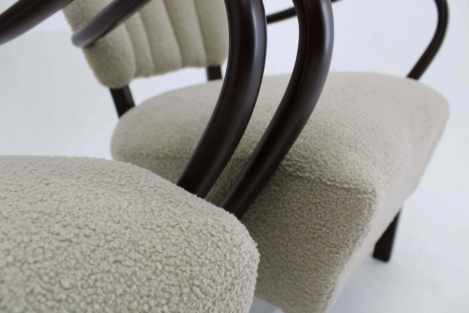 photo buy 1930s Pair Of Jindrich Halabala Art Deco H 237 Armchairs In Bouclé, Restored