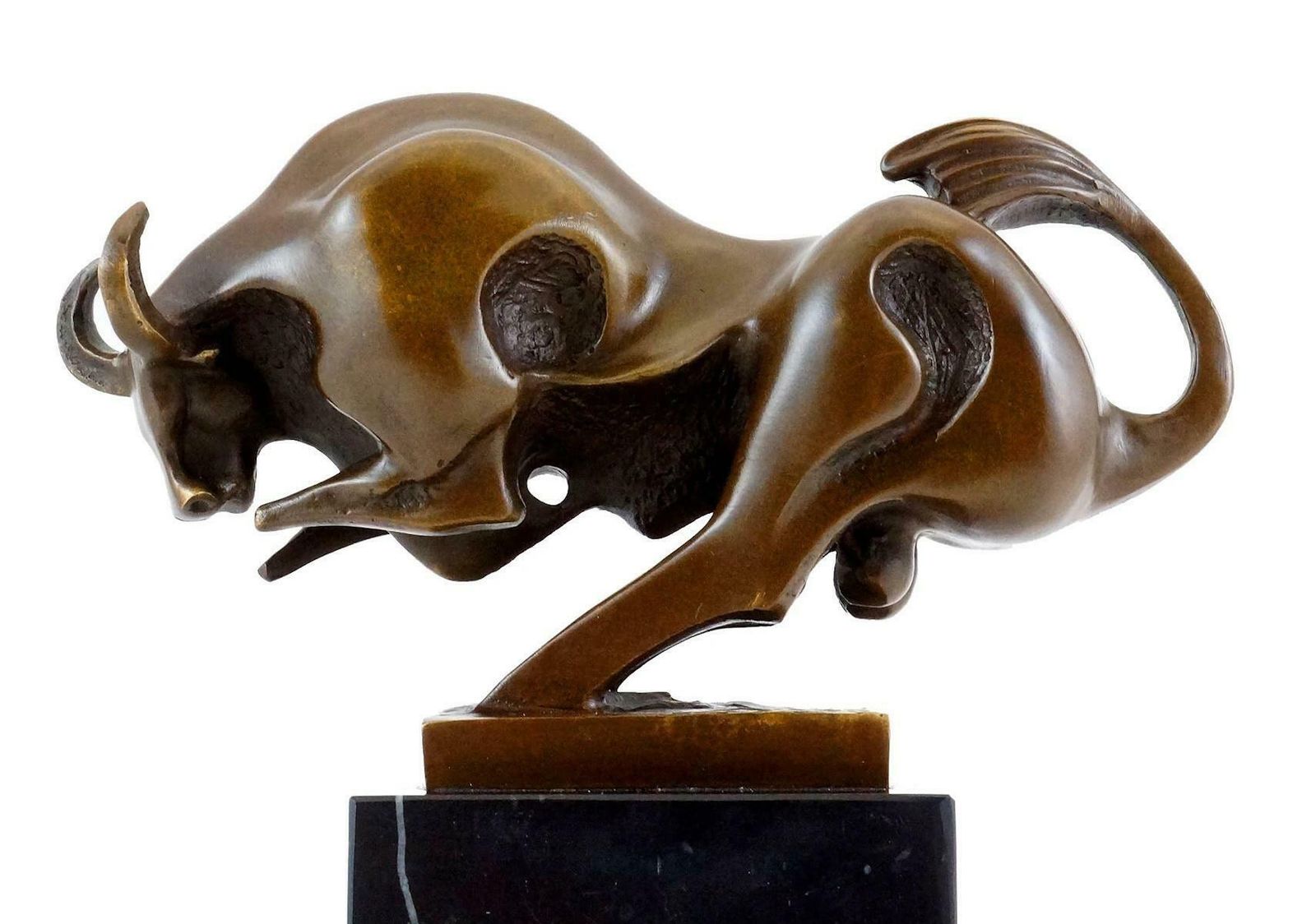 Bronze Sculpture Of A Bull In Motion, 20th Century. photo furniture